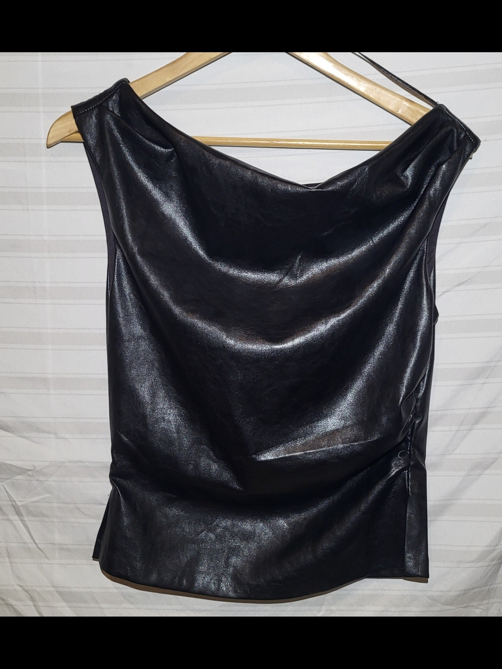 Blenca NWT Black Vegan Leather Sleeveless Cowl Neck Top